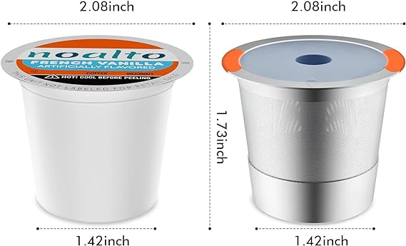 Noalto Reusable K Cups and Coffee Pods,Universal stainless steel k Cups for Keurig 2.0 and 1.0 Coffee Makers machine (2pack)