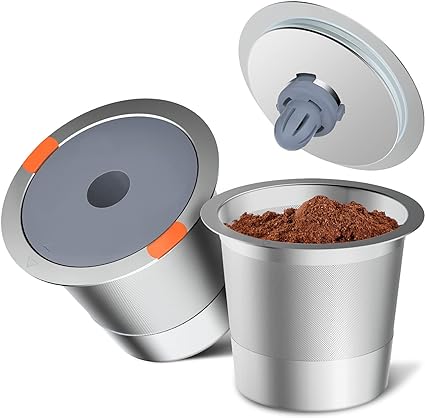 Noalto Reusable K Cups and Coffee Pods,Universal stainless steel k Cups for Keurig 2.0 and 1.0 Coffee Makers machine (2pack)