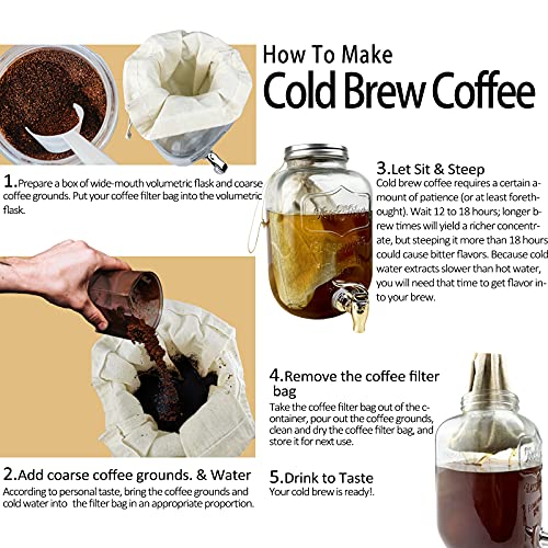 2 Pack of Reusable Organic Cotton Cold Brew Coffee Bags